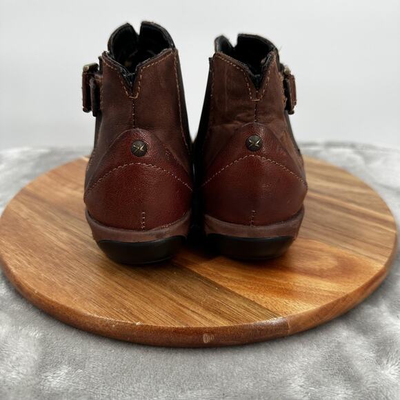 Aetrex Shoes Womens Size 5.5 Brown Leather Buckle Ankle Boots Comfort Orthotic - Picture 5 of 12